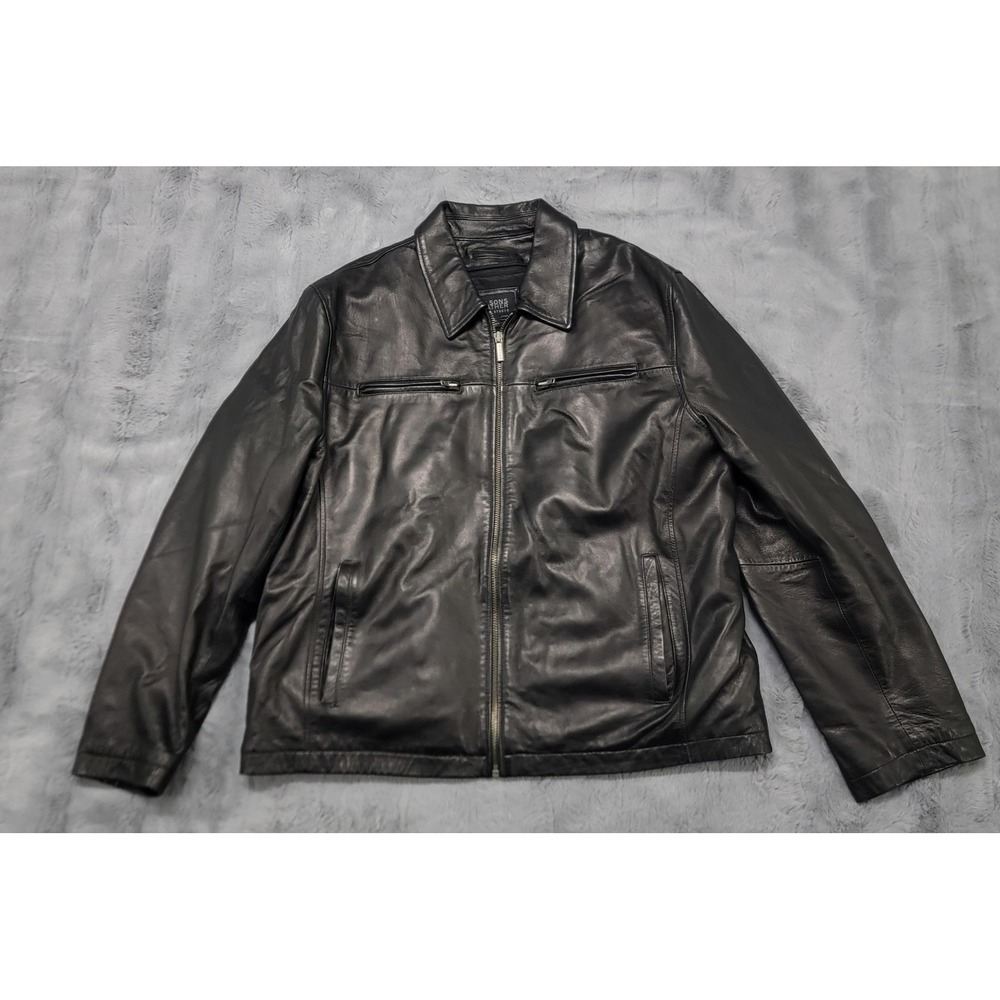 Wilsons Pelle Studio Jacket Mens XL Black Thinsulate Lined Leather Bomber Zip